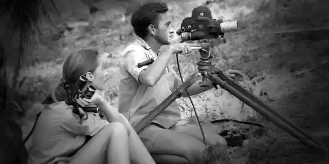 Gombe, Tanzania - Jane Goodall watches as Hugo van Lawick operates a film camera. The feature documentary JANE will be released in select theaters October 2017.  (Jane Goodall Institute)