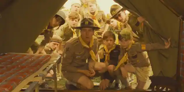 Edward Norton (at center) stars as Scout Master Ward in Wes Anderson’s MOONRISE KINGDOM, a Focus Features release.  
Credit:  Focus Features