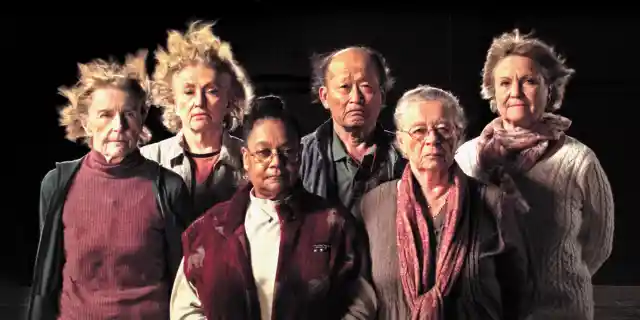 Scene from documentary film THE RAFT by Marcus Lindeen, that reunites participants of the Acali expedition from 1973, where eleven people drifted across The Atlantic as part of a controversial scientific study in human behavior. From left to right: Mary Gidley, Edna Reves, Fé Seymour, Eisuke Yamaki, Maria Björnstam and Servane Zanotti.